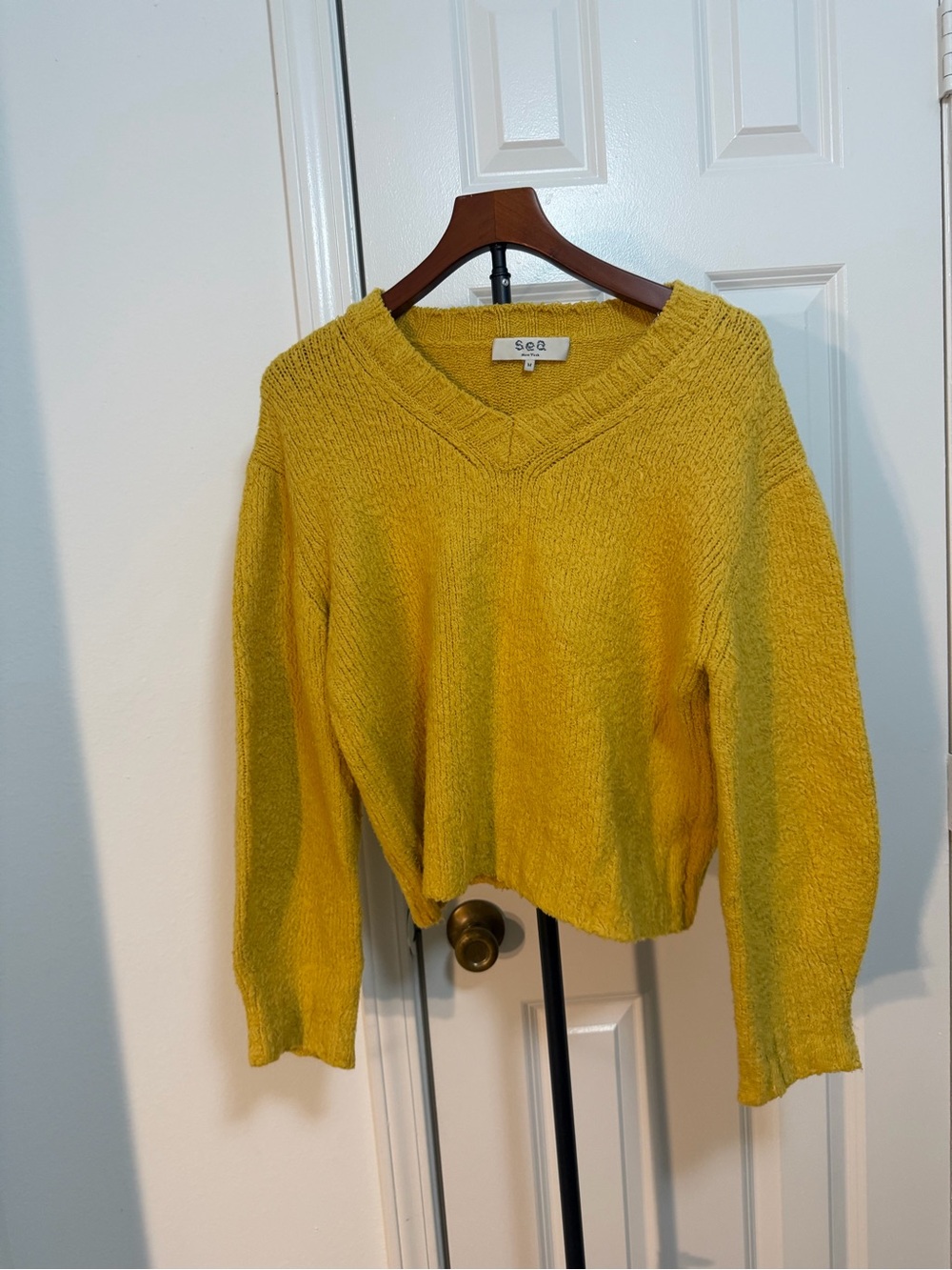 EUC Sea New York Yellow Chunky Knit Sweater Sz M